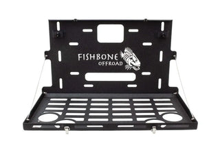Fishbone Offroad Tailgate Table: Jeep Wrangler (07-18) w/ SS Hardware - Black Textured
