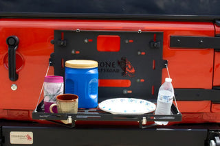 Fishbone Offroad Tailgate Table: Jeep Wrangler (07-18) w/ SS Hardware - Black Textured