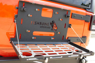 Fishbone Offroad Tailgate Table: Jeep Wrangler (07-18) w/ SS Hardware - Black Textured