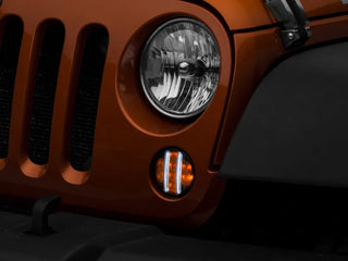 Raxiom Axial Series Smoked LED Front Turn Signals: Fits Most Jeep Wrangler Models (2007-2018)