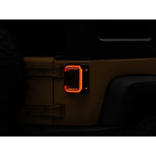 Raxiom Axial LED Halo Tail Lights (REAR): Jeep Wrangler (07-18) - Black / Dark Smoked