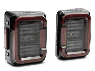 Raxiom Axial LED Halo Tail Lights (REAR): Jeep Wrangler (07-18) - Black / Dark Smoked
