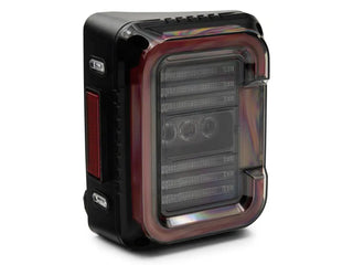 Raxiom Axial LED Halo Tail Lights (REAR): Jeep Wrangler (07-18) - Black / Dark Smoked
