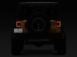 Raxiom Axial LED Halo Tail Lights (REAR): Jeep Wrangler (07-18) - Black / Dark Smoked