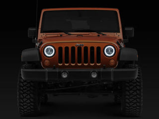 Raxiom LED Halo Headlights 7in Round Chrome Housing (FRONT): Jeep Wrangler (07-18)