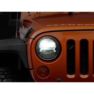 Raxiom Black LED Halo Headlights 7in Round (FRONT): Jeep Wrangler (07-18)