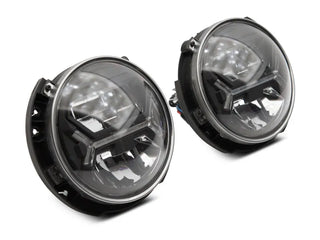 Raxiom Black LED Halo Headlights 7in Round (FRONT): Jeep Wrangler (07-18)