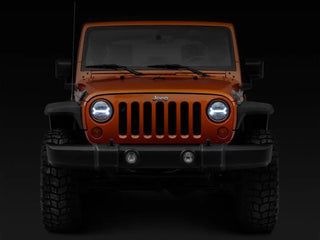 Raxiom Black LED Halo Headlights 7in Round (FRONT): Jeep Wrangler (07-18)