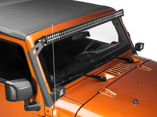 Raxiom 50" LED Light Bar Windshield Mount w/ Aux Bracket: Jeep Wrangler 2007-18
