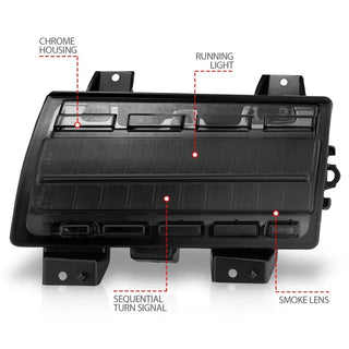 ANZO LED Smoke Side Marker Lights w/ Sequential Signal: Jeep Wrangler / Gladiator (07-26)