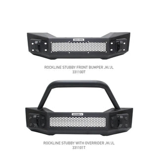 Go Rhino Rockline Winch Ready Front Stubby Bumper (FRONT): Fits Jeep Wrangler / Gladiator (07-26)