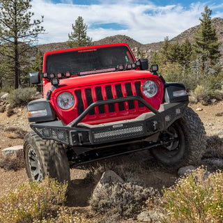 Go Rhino Rockline Full Width Front Bumper w/ Overrider (FRONT): Jeep Wrangler / Gladiator (07-26)