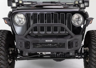 Go Rhino Rockline Front Stubby Bumper w/ Overrider: Fits Jeep Wrangler / Gladiator (07-26)