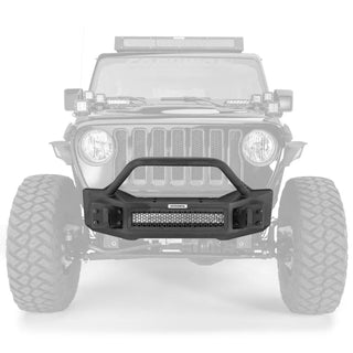 Go Rhino Rockline Front Stubby Bumper w/ Overrider: Fits Jeep Wrangler / Gladiator (07-26)