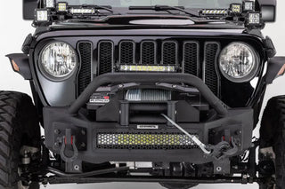 Go Rhino Rockline Front Stubby Bumper w/ Overrider: Fits Jeep Wrangler / Gladiator (07-26)