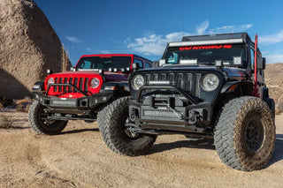 Go Rhino Rockline Front Stubby Bumper w/ Overrider: Fits Jeep Wrangler / Gladiator (07-26)