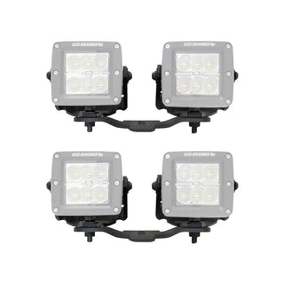 Go Rhino Hood Hinge Light Mount for Two 3in Cubes: Fits Jeep Wrangler / Gladiator (07-26) - Black