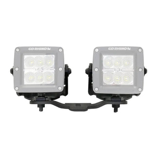 Go Rhino Hood Hinge Light Mount for Two 3in Cubes: Fits Jeep Wrangler / Gladiator (07-26) - Black