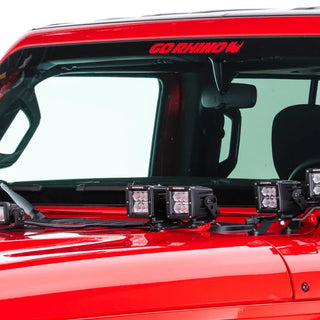 Go Rhino Hood Hinge Light Mount for Two 3in Cubes: Fits Jeep Wrangler / Gladiator (07-26) - Black