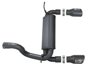 AFE Rebel Series Axle-Back Exhaust System (Black Tips): Jeep Wrangler JL 2018 - 2025 (2.0L I4 / 3.6L V6)
