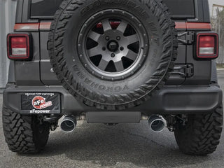 AFE Rebel Series Axle-Back Exhaust System (Black Tips): Jeep Wrangler JL 2018 - 2025 (2.0L I4 / 3.6L V6)