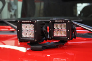Go Rhino Light Mount for Two 3in Cube LEDs: Fits Most Jeep Wrangler / Gladiator Models (2007-2026)