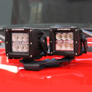 Go Rhino Light Mount for Two 3in Cube LEDs: Fits Most Jeep Wrangler / Gladiator Models (2007-2026)