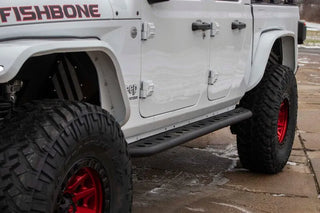 Fishbone Offroad Steel Step Sliders: Jeep Wrangler / Gladiator (18-26) - Black Textured