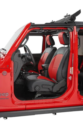 PRP Seats Front Seat Covers (PAIR): Jeep Wrangler JL / Gladiator JT 2018-2026 - Black/Red