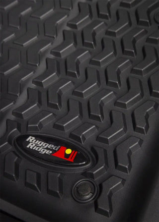 Rugged Ridge Front Floor Liner: Fits Most Jeep Wrangler / Gladiator Models (2007-2026) - Black