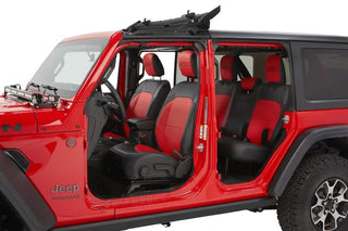 PRP Seats Front Seat Covers (PAIR): Jeep Wrangler JL / Gladiator JT 2018-2026 - Black/Red