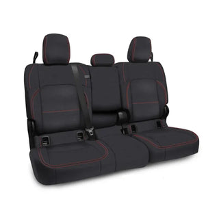 PRP Seats Rear Bench Cover w/ Leather (REAR): Jeep Wrangler / Gladiator (18-26) - Black/Red Stitch