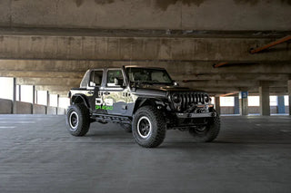 DV8 Offroad FS-25 Stubby Front Bumper w/ Plated Bull Bar: Jeep Wrangler / Gladiator (2018-2026)
