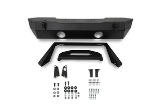 DV8 Offroad FS-25 Stubby Front Bumper w/ Plated Bull Bar: Jeep Wrangler / Gladiator (2018-2026)