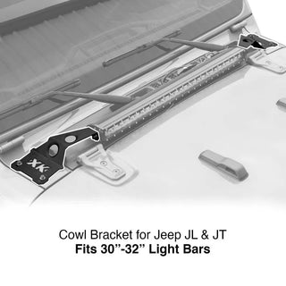 XKGLOW Cowl Light Bar Bracket: Jeep Wrangler / Gladiator (2018-2026)
