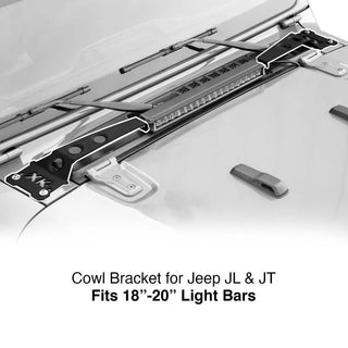 XKGLOW Cowl Light Bar Bracket: Fits Most Jeep Wrangler / Gladiator Models (2018-2026)