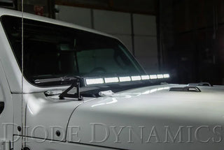 Diode Dynamics Hood Bracket Kit w/ 50" Stage Series Light Bar: Jeep Wrangler / Gladiator (07-26)