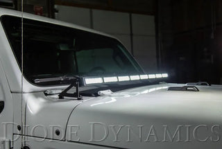 Diode Dynamics Hood Bracket Kit w/ 50" Stage Series Light Bar: Jeep Wrangler / Gladiator (07-26)