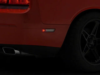Raxiom Axial Series Clear Side Marker Lamps: Dodge Challenger 2008-2014 w/ Red and White LED Bulbs