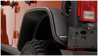 Bushwacker Flat Style Fender Flares 2pc (REAR): Fits Jeep Wrangler Unlimited (07-18) - Black