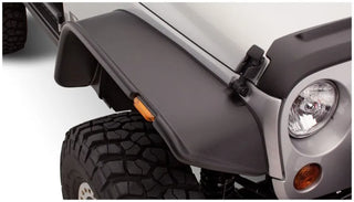 Bushwacker Flat Style Fender Flares 2pc (FRONT): Jeep Wrangler / Wrangler JK (2007-2018) - Black