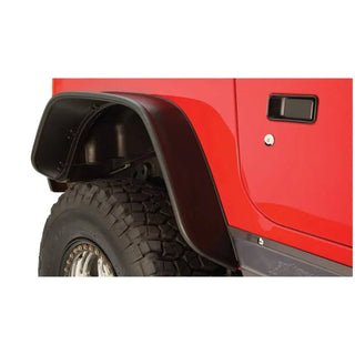 Bushwacker Flat Style Fender Flares 2pc (REAR): Fits Most Jeep Wrangler Models (1997-2006) - Black