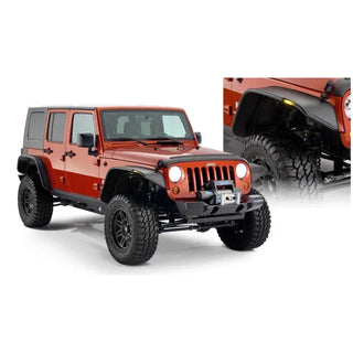 Bushwacker Flat Style Fender Flares 4pc (REAR): Jeep Wrangler Unlimited / JK (2007-2018) - Black
