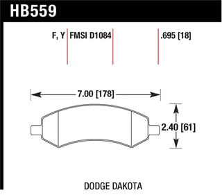 Hawk LTS Front Brake Pads: Durango / Dakota / Ram 2002 - 2011 (All Models)