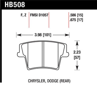 Hawk HPS Rear Brake Pads: 300 / Charger / Challenger / Magnum 2005 - 2023 (V6 & 5.7L Hemi)