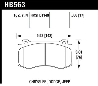 Hawk HPS Front Brake Pads: 300 / Charger / Challenger / Magnum 6.1L SRT8 / 6.4L 392 2006 - 2023