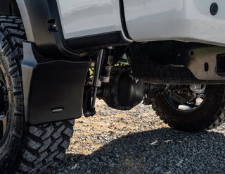 Bushwacker Trail Armor Rear Mud Flaps (REAR): Fits Dodge / Ram 1500-3500 (09-24) w/ Hardware - Black