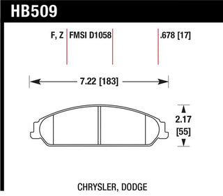 Hawk HPS 5.0 Front Brake Pads: 300 / Charger / Challenger / Magnum 2005 - 2023 (V6 & 5.7L Hemi)