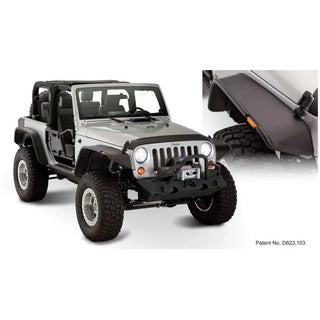 Bushwacker Flat Style Fender Flares 4pc (F&R): Jeep Wrangler / Wrangler JK (07-18) - Black