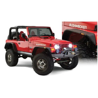 Bushwacker Flat Style Fender Flares 4pc (REAR): Fits Most Jeep Wrangler Models (1997-2006) - Black